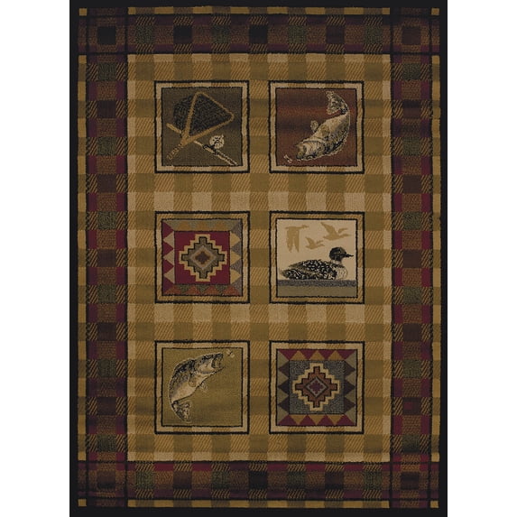 United Weavers Affinity Area Rug 750-04143 Lodge Stamp Brown 7' 10" x 10' 6" Rectangle