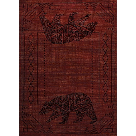 United Weavers Affinity Area Rug 750-05630 Bear Cave Red Ornate Diamonds