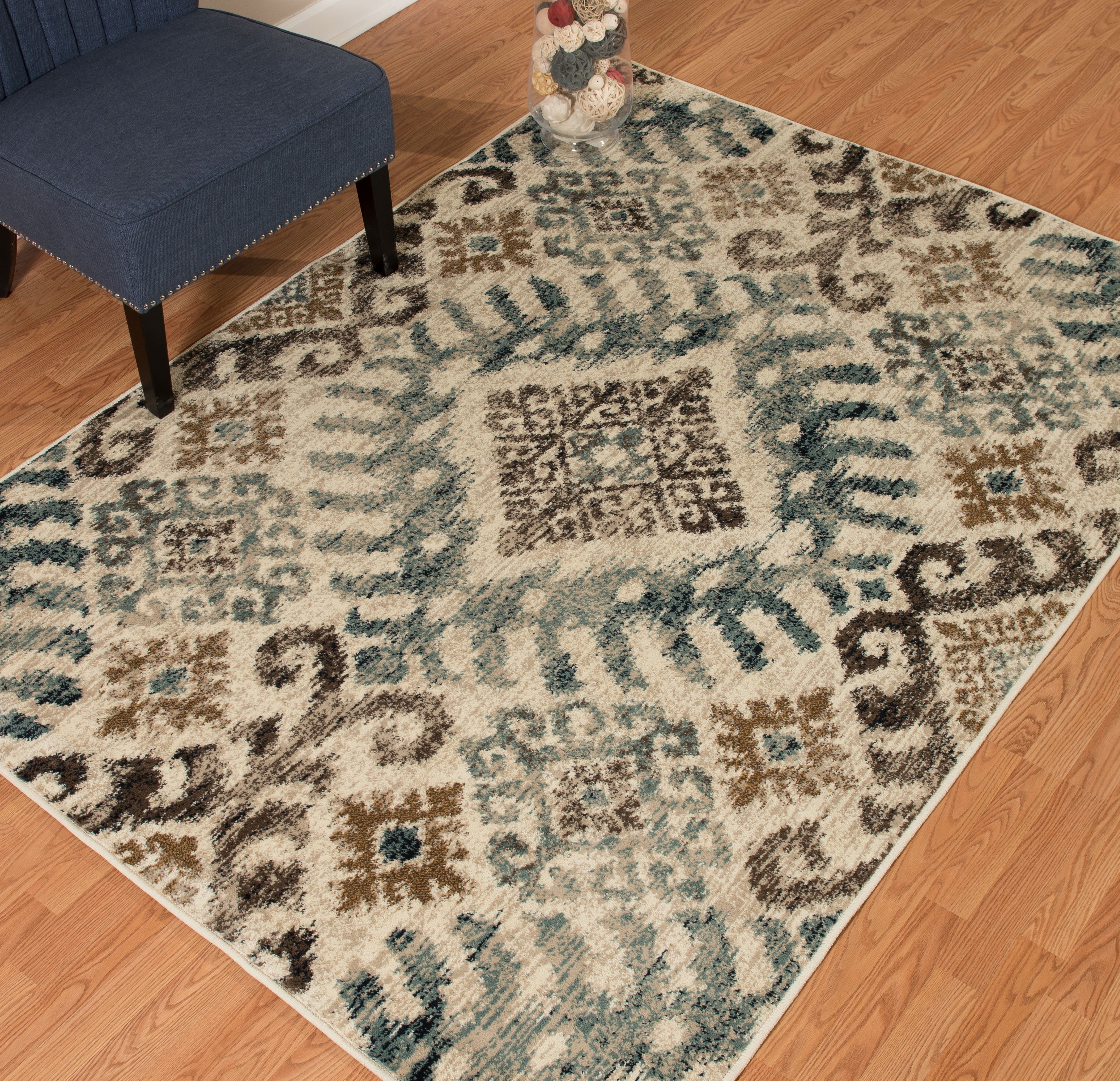 United Weavers Amarna Verazanno Distressed Blue Woven Olefin Area Rug or Runner