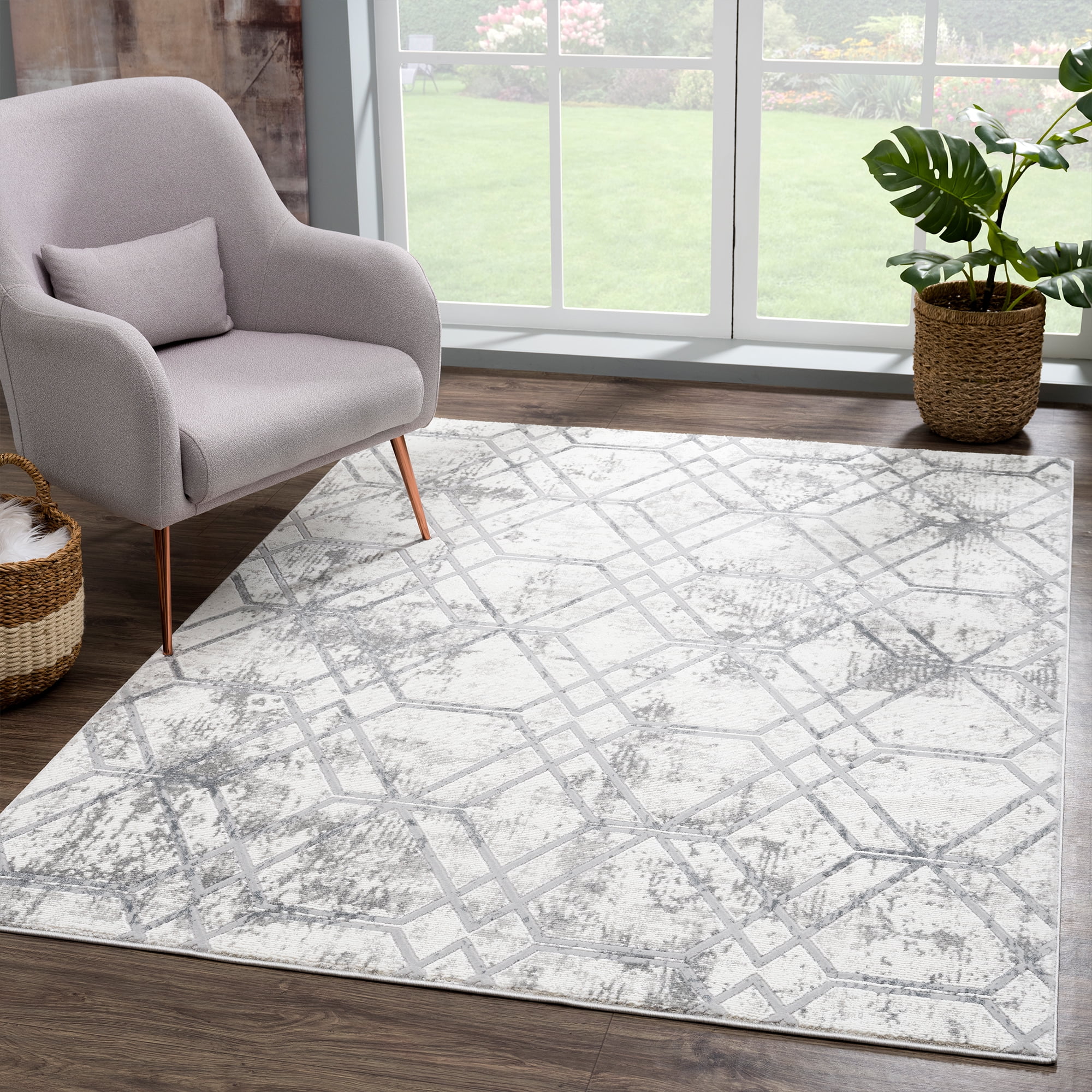 United Weavers Amir Amrita Modern Geometric Area Rug, Grey, 5'3" x 7'2"