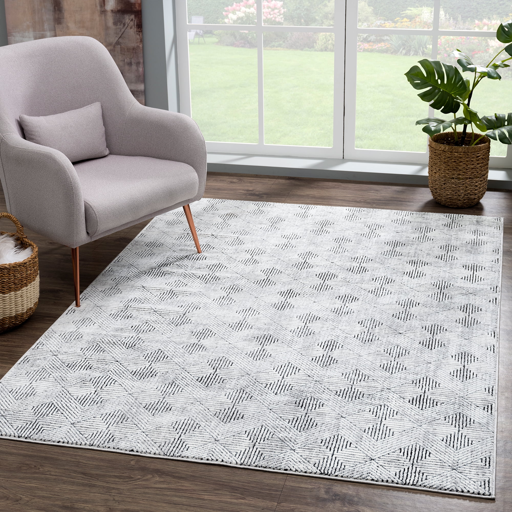 United Weavers Amir Azora Modern Geometric Area Rug, Black, 12'6" x 15