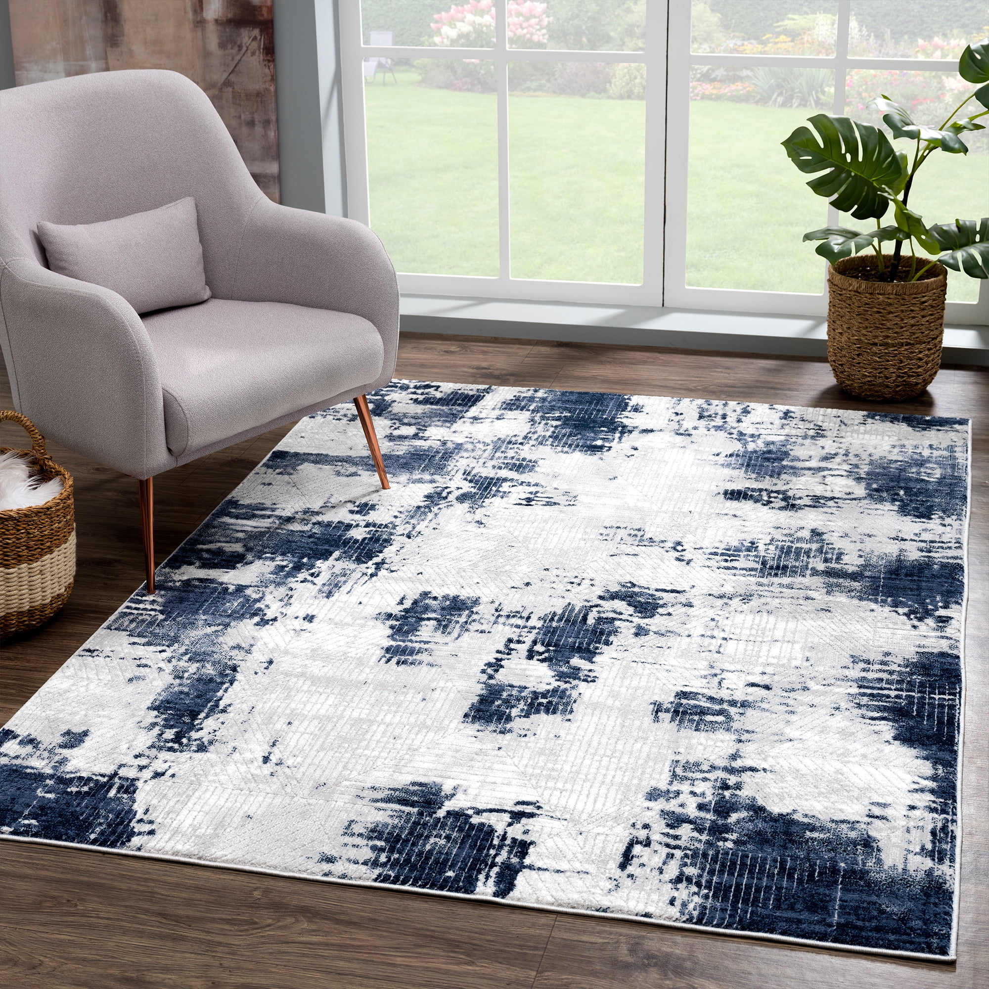 United Weavers Amir Elandra Modern Abstract Runner Rug, Blue, 2'7" x 7'2"