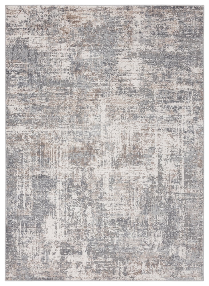 Modern Gray High Pile Rectangular Area Rug