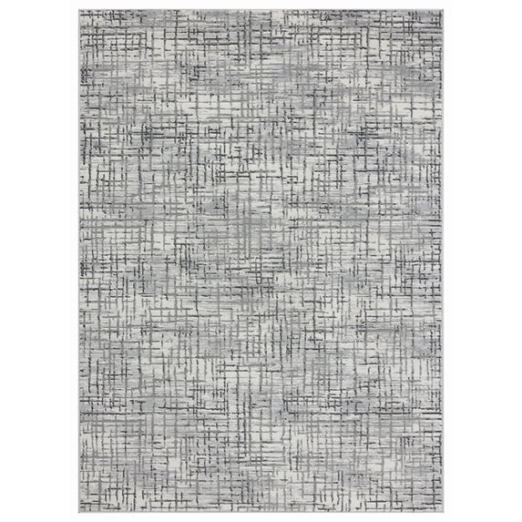 United Weavers Austin Area Rug 4540 20772 Eli Grey Lines Crosshatch 5' 3" x 7' 2" Rectangle