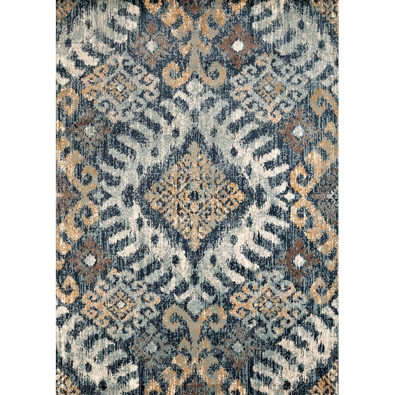 United Weavers Bridges Area Rug 3001-00264 Verazanno Navy Lines Dotted 5' 3" x 7' 2" Rectangle