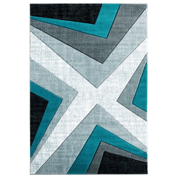 United Weavers Bristol Area Rug 2050 10069 Zine Turquoise Cubes Cross 2' 7" x 4' 2" Rectangle