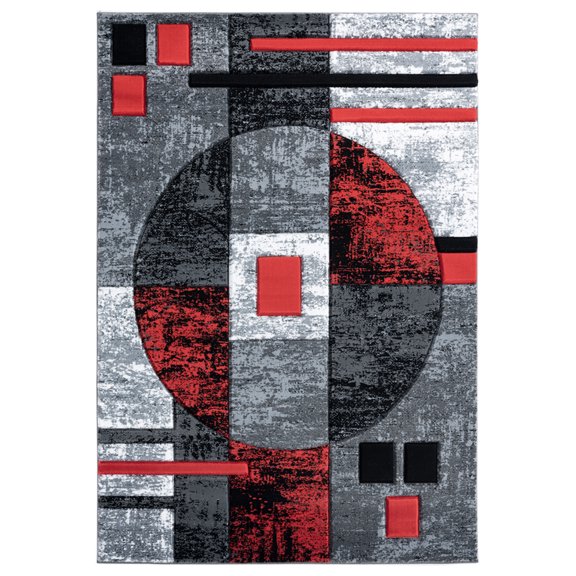 United Weavers Bristol Area Rug 2050 10130 Epsilon Red Boxes Rings 2' 7" x 7' 4" Rectangle