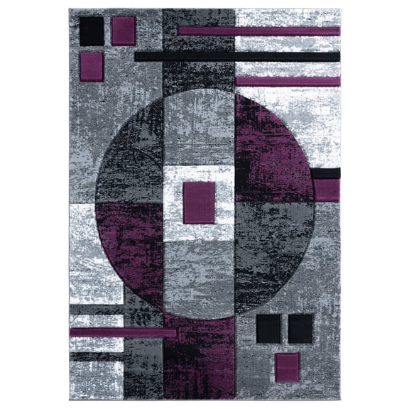 United Weavers Bristol Area Rug 2050 10182 Epsilon Plum Blocks Lined 2' 7" x 7' 4" Rectangle