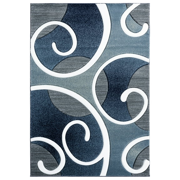 United Weavers Bristol Area Rug 2050 10364 Riley Navy Rings Curls 2' 7" x  4' 2" Rectangle