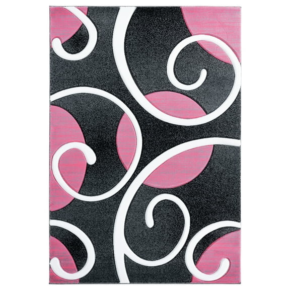 United Weavers Bristol Area Rug 2050 10386 Riley Pink Curls Loops 7' 10 x 7' 10" Rectangle