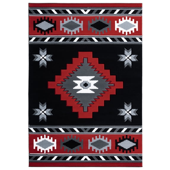United Weavers Bristol Area Rug 2050 10430 Caliente Red Medallions Angled 2' 7" x 4' 2" Rectangle