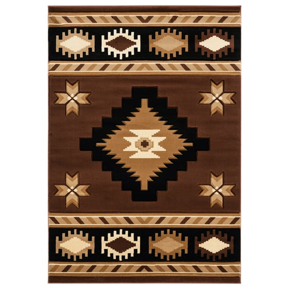 United Weavers Bristol Area Rug 2050 10450 Caliente Brown Rows Jagged 5' 3" x 7' 6" Rectangle