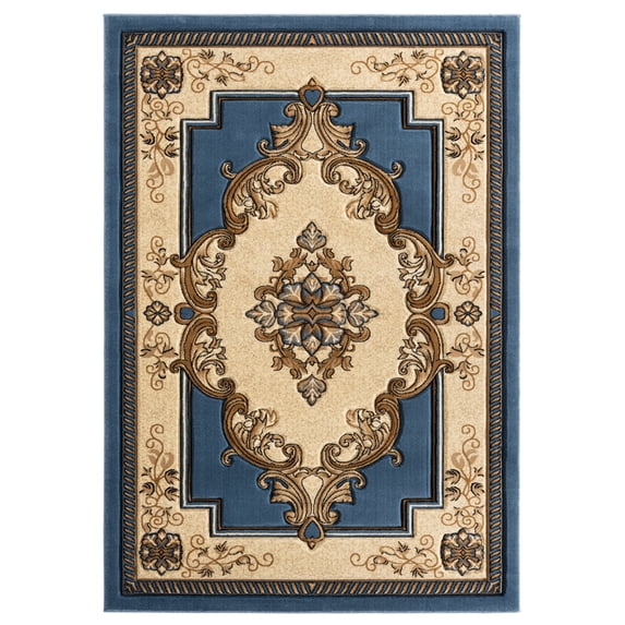 United Weavers Bristol Area Rug 2050 10560 Fallon Blue Curls Petals 5' 3" x 7' 6" Rectangle