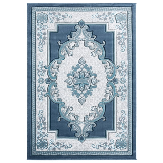 United Weavers Bristol Area Rug 2050 10563 Fallon Aqua Medallion Curls 2' 7" x 4' 2" Rectangle