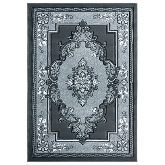United Weavers Bristol Area Rug 2050 10572 Fallon Grey Medallion Curls 5' 3" x 7' 6" Rectangle