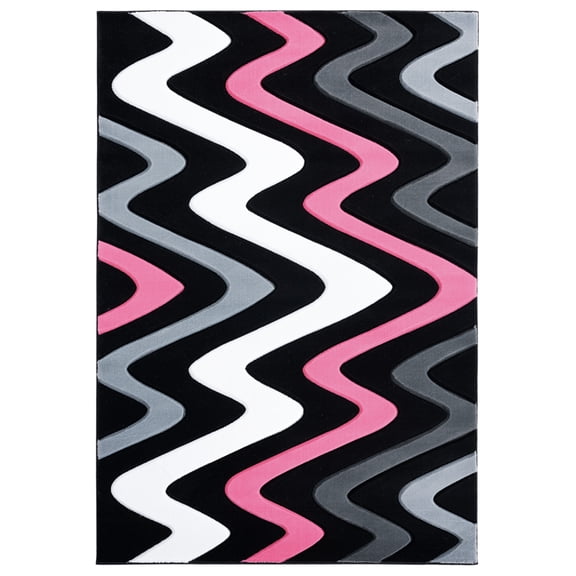 United Weavers Bristol Area Rug 2050 11186 Embezzle Pink Waves Angled 5' 3" x 7' 6" Rectangle