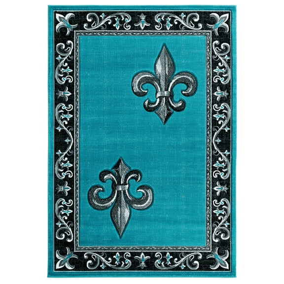 United Weavers Bristol Area Rug 2050 11269 Lilium Turquoise Scrolls Curves 1' 10" x 2' 8" Rectangle