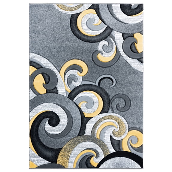United Weavers Bristol Area Rug 2050 11312 Rhiannon Yellow Curls Swirls 2' 7" x 4' 2" Rectangle