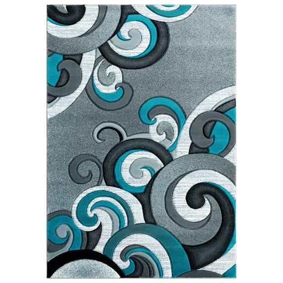 United Weavers Bristol Area Rug 2050 11369 Rhiannon Turquoise Loops Stripes 5' 3" x 7' 6" Rectangle