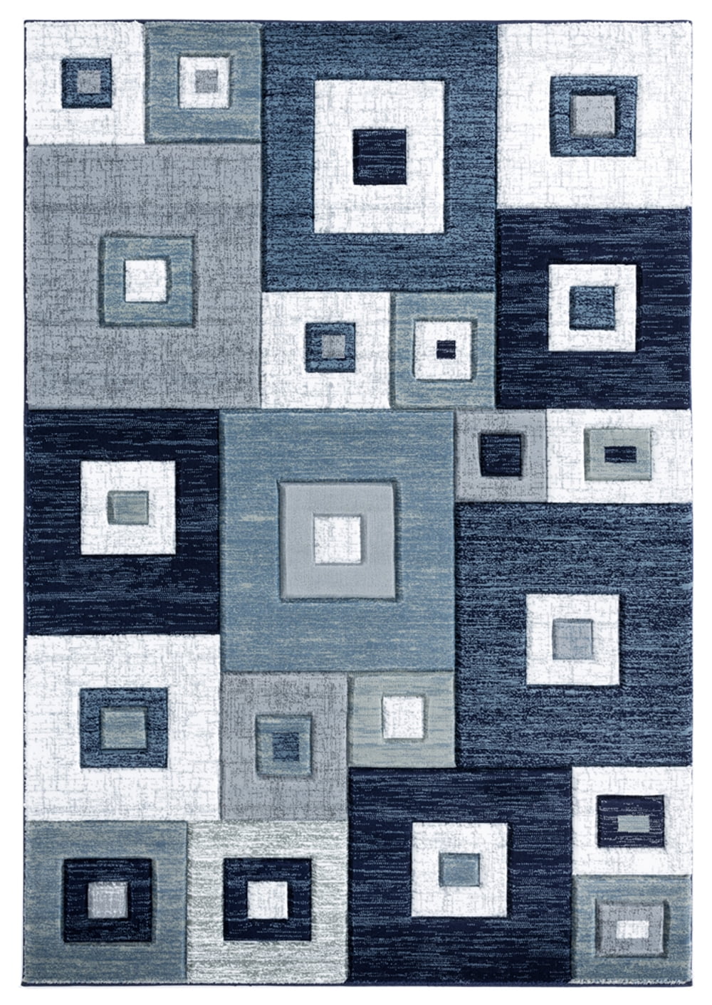 Navy and Gray Geometric Synthetic Rectangular Area Rug 5' x 8'