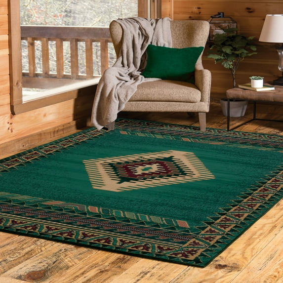United Weavers Brunswick Avalon Southwestern Border Area Rug, LT Green, 3'11" x 5'3"