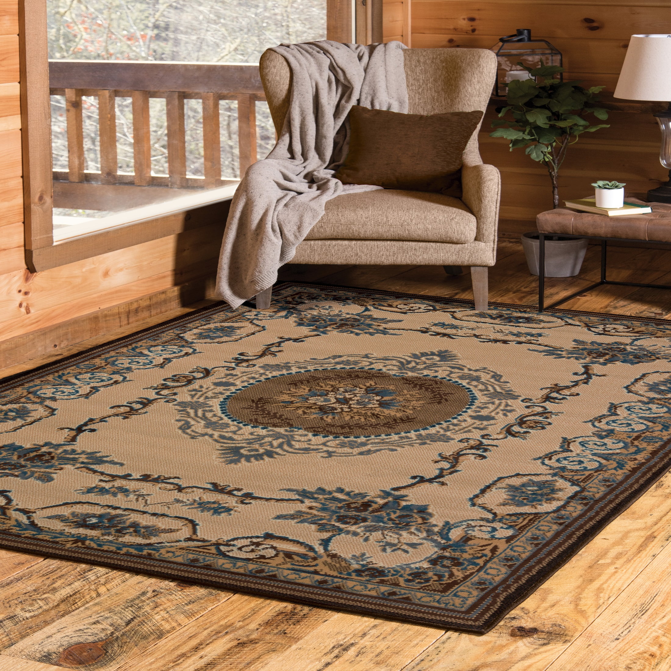Light Blue Polypropylene Oriental Accent Rug 2' x 3'