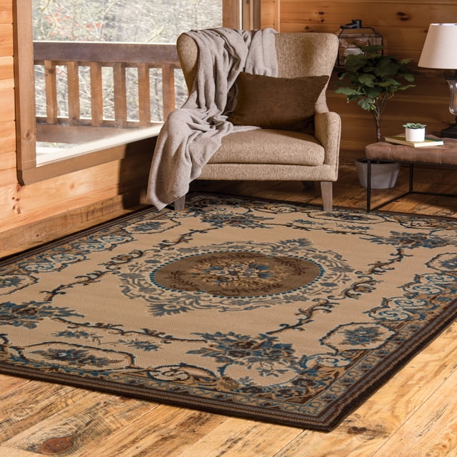 United Weavers Brunswick Becca Oriental Border Area Rug, Light Blue, 7'10" x 10'6"