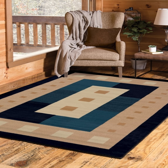 United Weavers Brunswick Ellis Contemporary Border Accent Rug, Navy, 1'10" x 3'