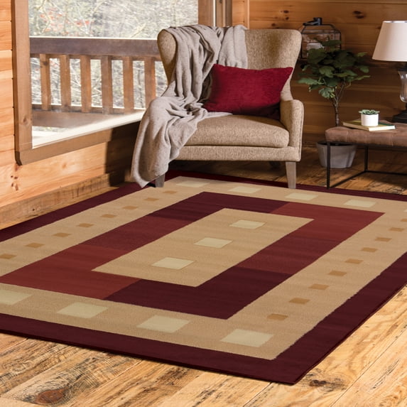 United Weavers Brunswick Ellis Contemporary Border Area Rug, Burgundy, 5'3" x 7'6"