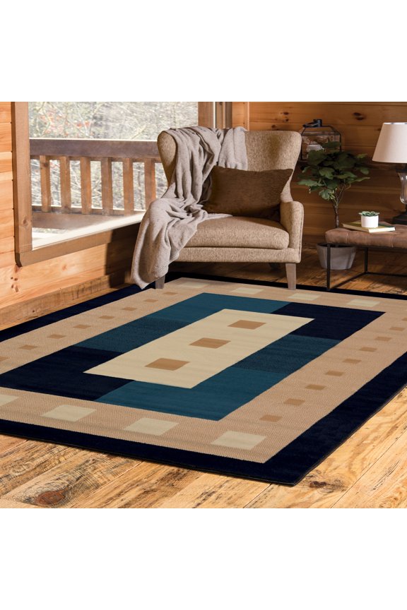 United Weavers Brunswick Ellis Contemporary Border Area Rug, Navy, 3'11" x 5'3"