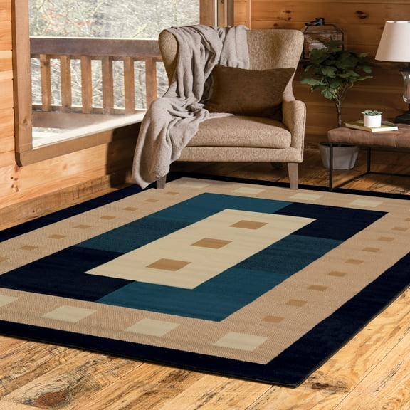 United Weavers Brunswick Ellis Contemporary Border Area Rug, Navy, 3'11" x 5'3"