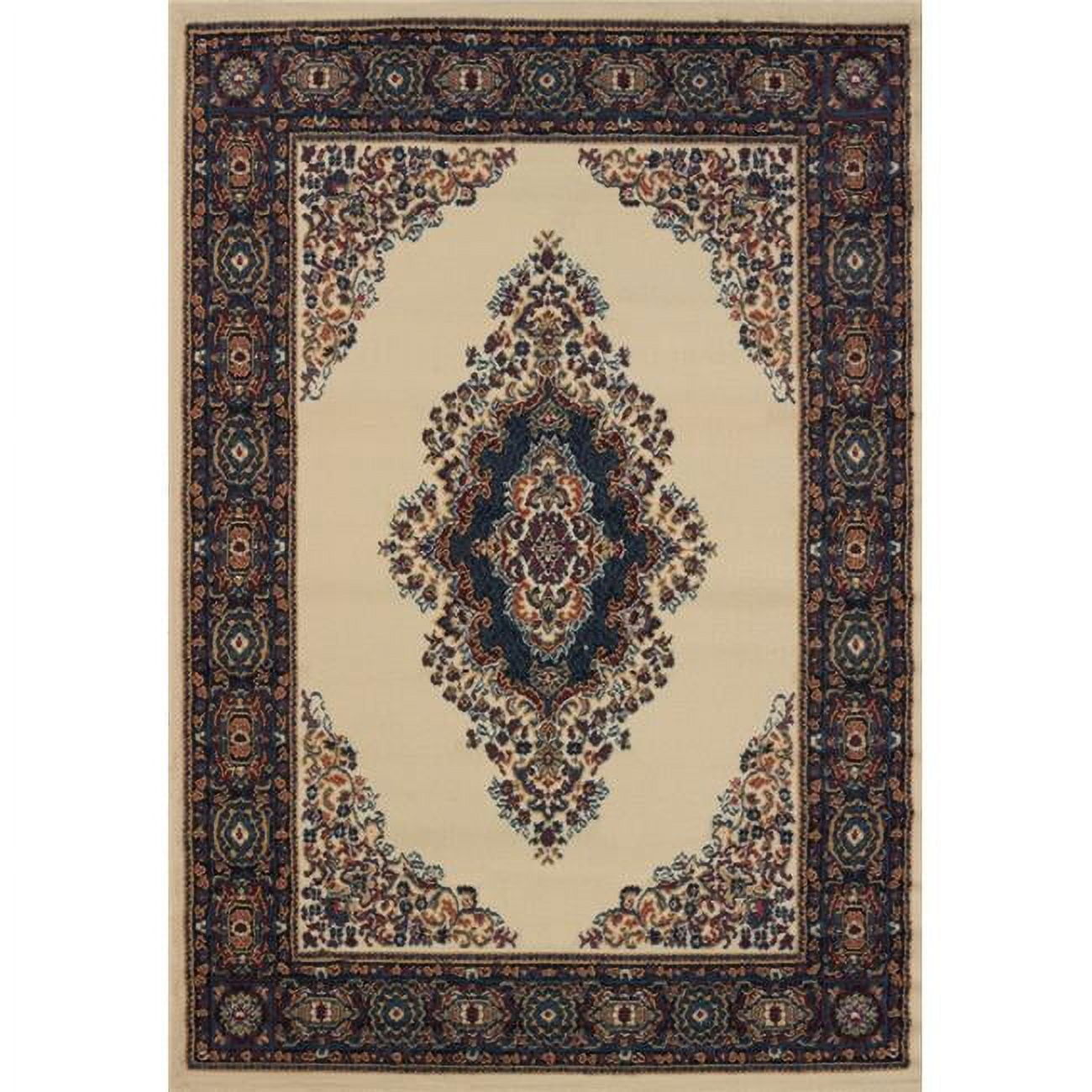 Burgundy and Beige Synthetic Oriental Medallion Rug 2' x 3'