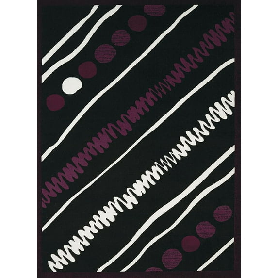 United Weavers Cafe Area Rug 950-10970 Crumpets Black Geometric Lines