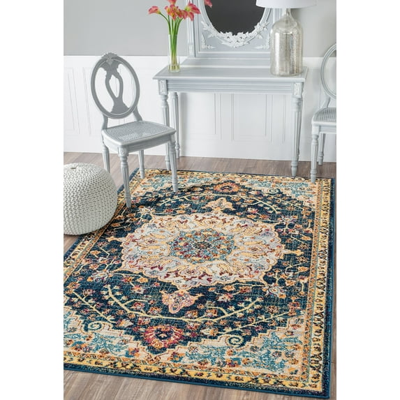 United Weavers Caledonia Aviana Farmhouse Medallion Runner Rug, Blue, 2'7" x 7'2"