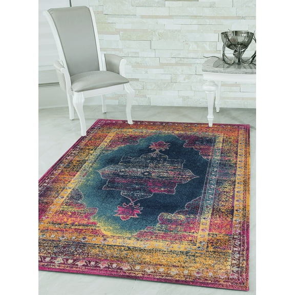 United Weavers Caledonia Cosimia Farmhouse Medallion Area Rug, Blue, 9'10" X 13'2"