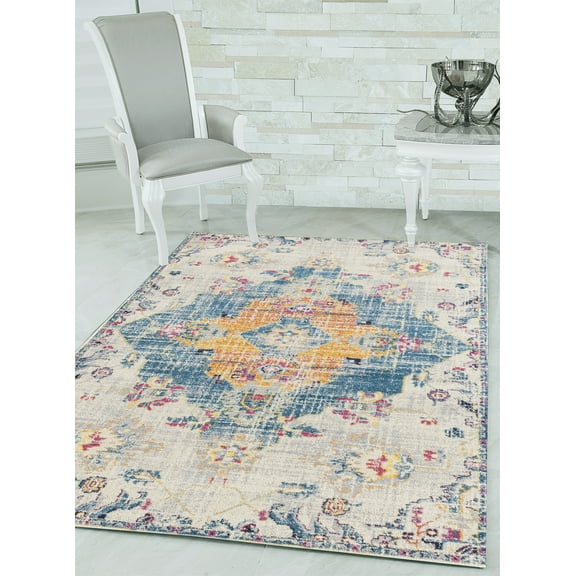 United Weavers Caledonia Mireya Farmhouse Medallion Area Rug, Blue, 9'10" X 13'2"