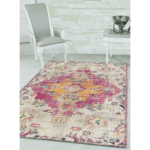 United Weavers Caledonia Seraphina Farmhouse Medallion Runner Rug, Magenta, 2'7" x 7'2"