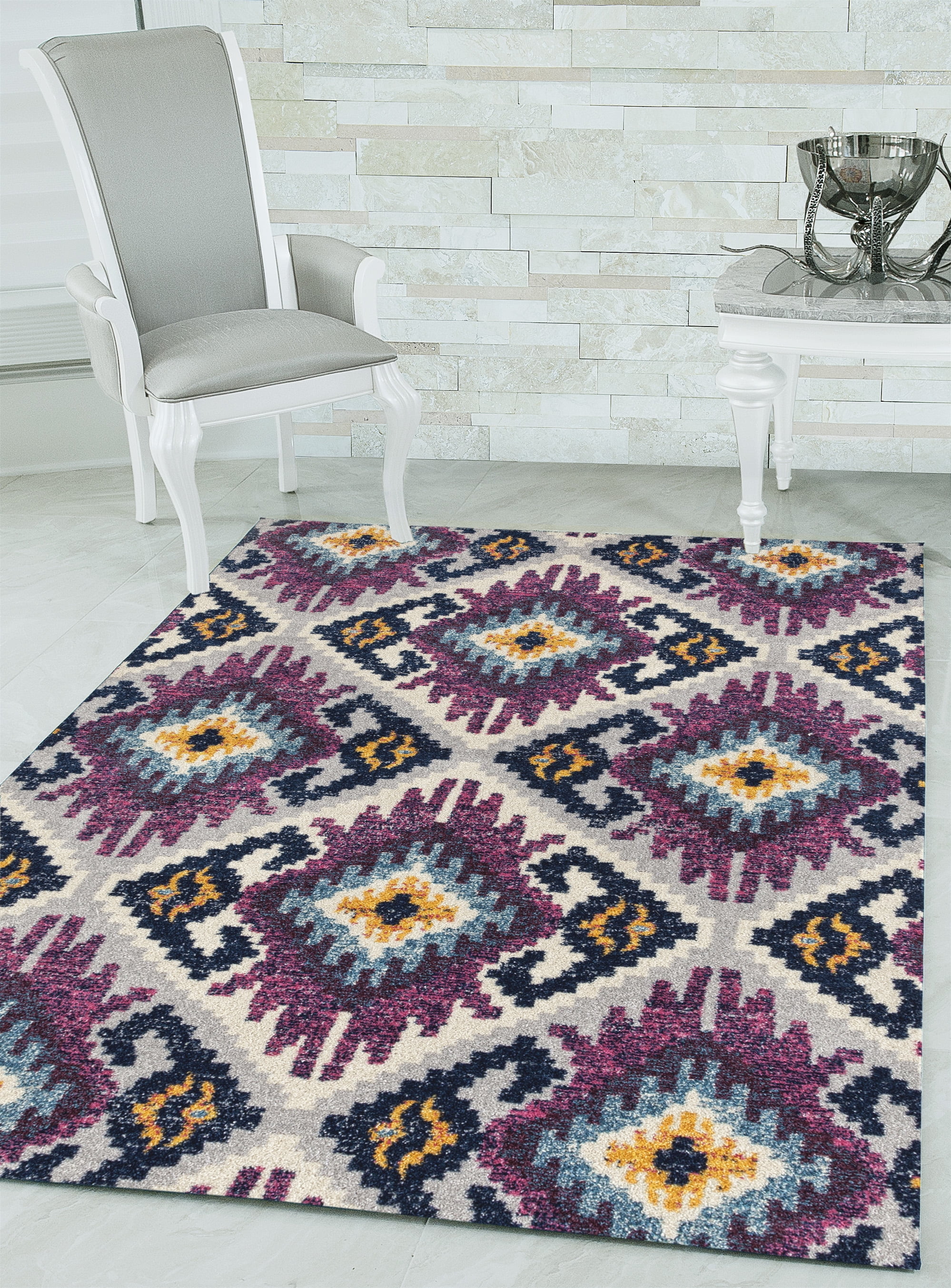 United Weavers Caledonia Willa Transitional Geometric Runner Rug, Plum, 2'7" x 7'2"