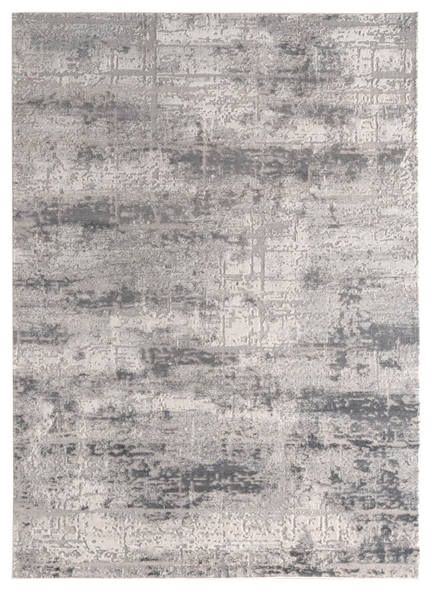 Gray Abstract Synthetic Stain-Resistant Rectangular Area Rug
