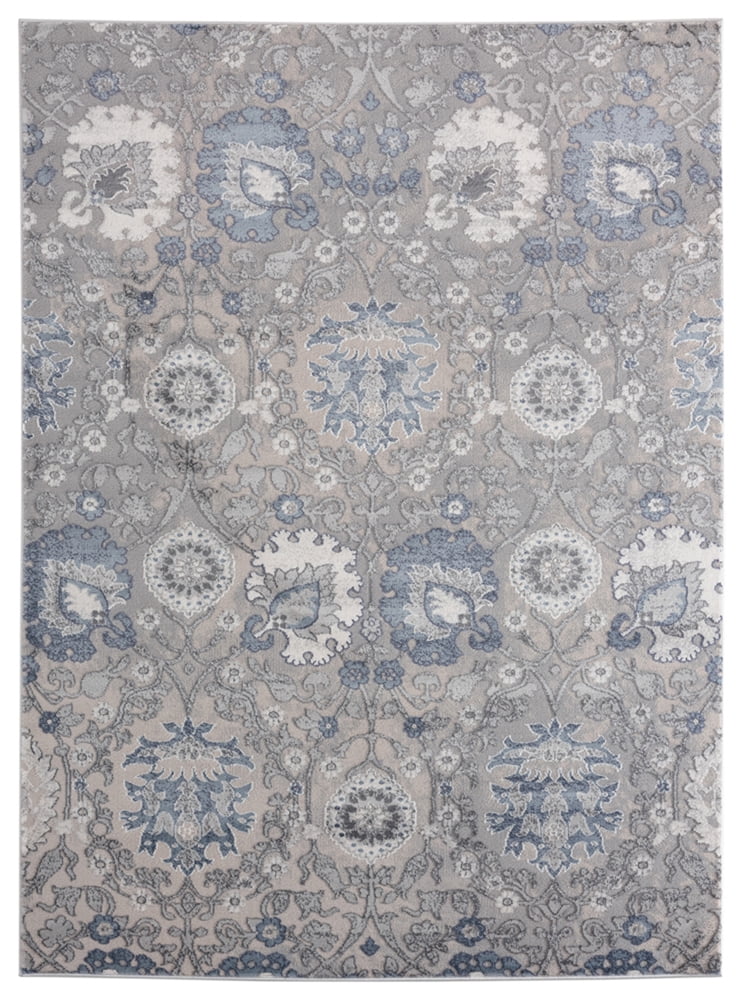 Olallie Subtle Blue Floral Accent Rug, 1'11" x 3'0", Synthetic Blend