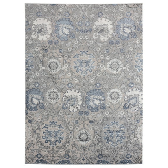 United Weavers Cascades Area Rug 2601 10460 Olallie Blue Rings Petals 7' 10 x 7' 10" Rectangle