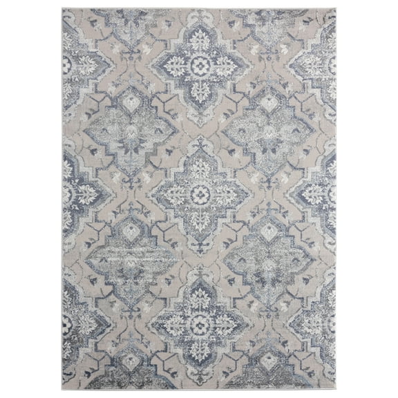 United Weavers Cascades Area Rug 2601 10560 Leavenworth Blue Petals Vines 5' 3" x 7' 2" Rectangle