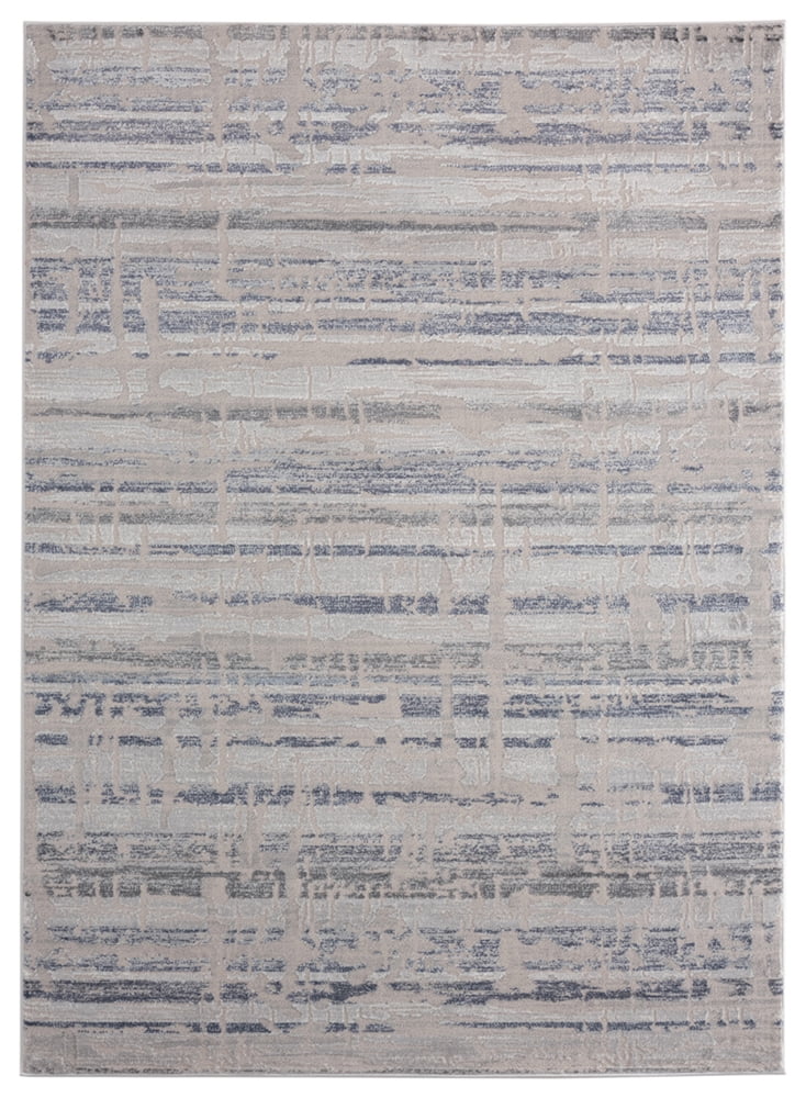 Rainier Blue and Light Grey Synthetic Area Rug 7'10" x 10'6"