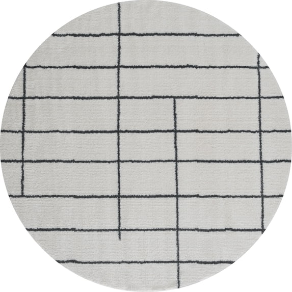 United Weavers Celestial Amael Contemporary Stripe Round Area Rug, White, 7'10" x 7'10"