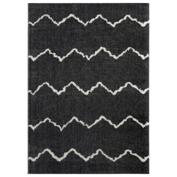 United Weavers Celestial Poyel Contemporary Stripe Area Rug, Smoke, 5'3" x 7'2"