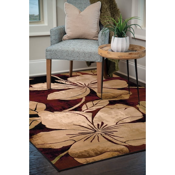 United Weavers Charlize Acacia Floral Burgundy Woven Polypropylene Area Rug or Runner