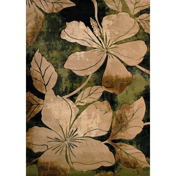 United Weavers Charlize Acacia Floral Green Woven Polypropylene Area Rug or Runner