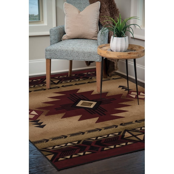 United Weavers Charlize Canyon Southwestern Burgundy Woven Polypropylene Area Rug or Runner