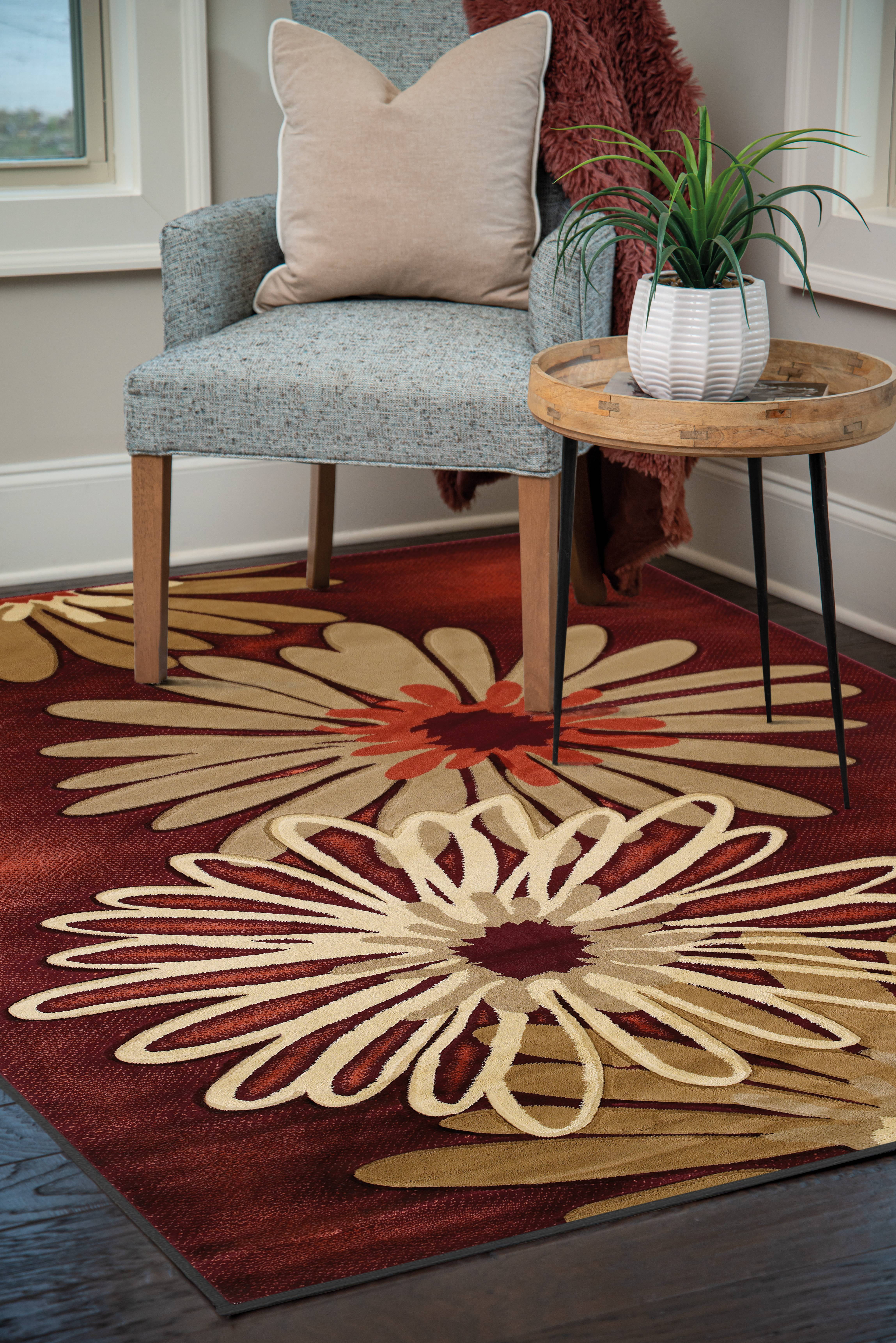 United Weavers Charlize Nevaeh Floral Terracotta Woven Polypropylene Area Rug or Runner