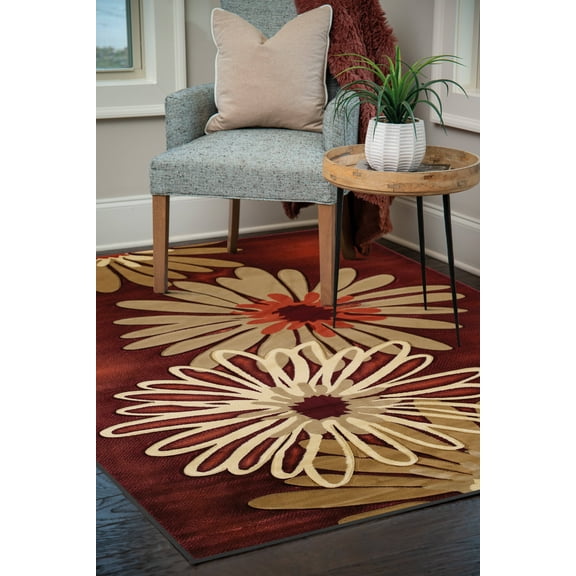 United Weavers Charlize Nevaeh Floral Terracotta Woven Polypropylene Area Rug or Runner